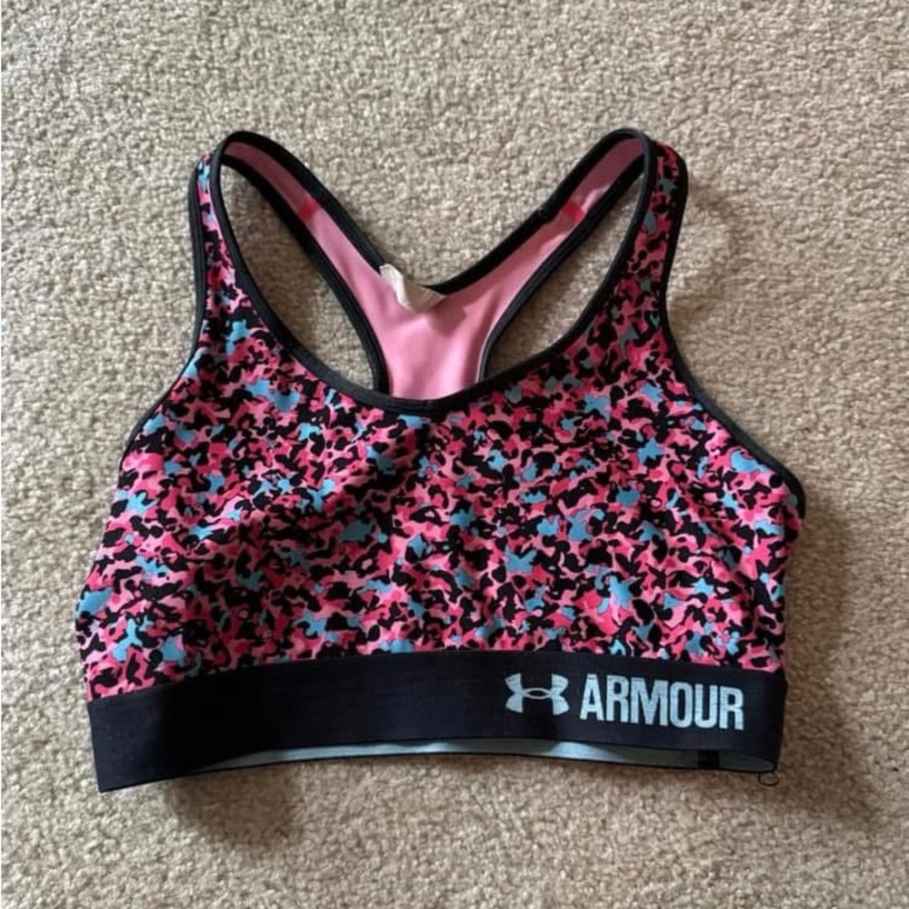 Under Armour Pink and Black Camo Sports Top
